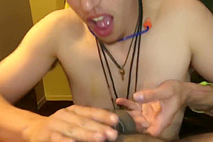 Ftm Punk licks my balls and suck My cock in chastity 