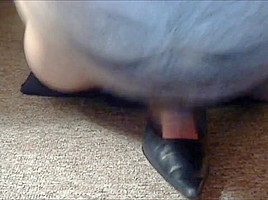 Fuck and Cum Navy Leather High Heel Shoes