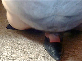Fuck and Cum Navy Leather High Heel Shoes
