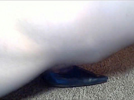 Fuck and Cum Navy Leather High Heel Shoes