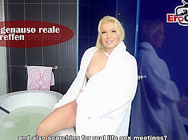 GERMAN CASTING - petite blonde shy teen 18+ first time porn