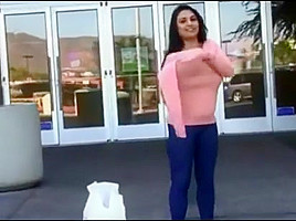 Gf excited to flash tits in shopping mall