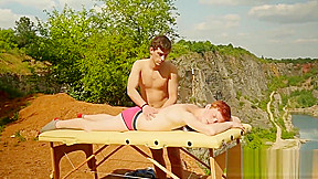 Ginger twink breeding gently after an outdoor massage
