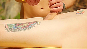 Ginger twink breeding gently after an outdoor massage