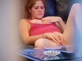 Girl Caught Rubbing Herself In Living Room