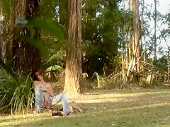 Girl plays in graveyard