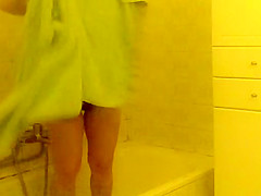 Girl washing herself and her hairy bush