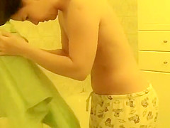 Girl washing herself and her hairy bush