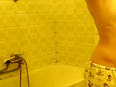 Girl washing herself and her hairy bush