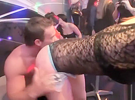 Girls at a party suck on cocks
