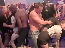 Girls at a party suck on cocks