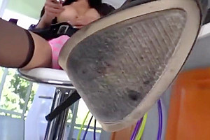 Glam asian ladyboy jerks cock