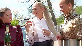 Glamorous babes outdoor piss and fuck session