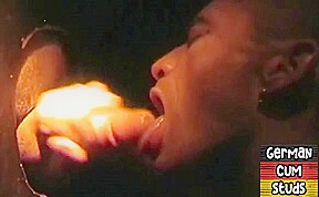 Gloryhole German gay amateur sucks cock till facial