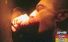 Gloryhole German gay amateur sucks cock till facial