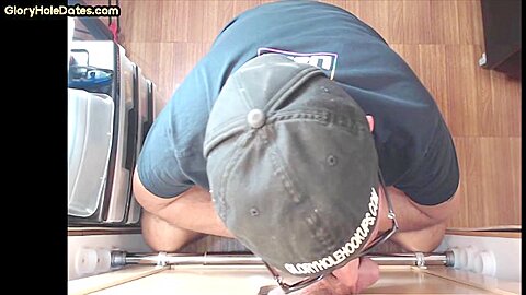 Gloryhole POV mature gay sucks dick in homemade video