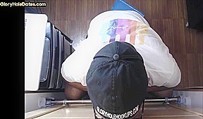 Gloryhole homemade DILF sucks and wanks BFs cock at home