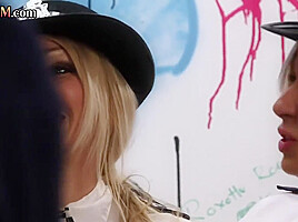 Gloryhole police femdoms in HJ orgy with curious voyeurs