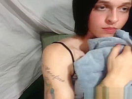 Gorgeous Shemale Stroking her Big Cock