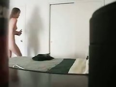 Gorgeous skinny babe filmed naked solo on camera