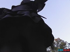 Goth sweetheart flashed upskirt booty