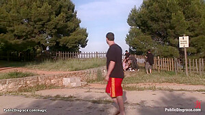 Handcuffed Babe Gang Made Love In Public With James Deen