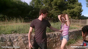 Handcuffed Babe Gang Made Love In Public With James Deen