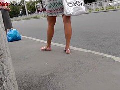 Hawt blondie in outdoor upskirt movie