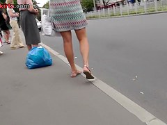 Hawt blondie in outdoor upskirt movie
