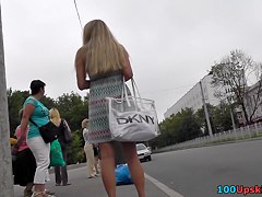 Hawt blondie in outdoor upskirt movie