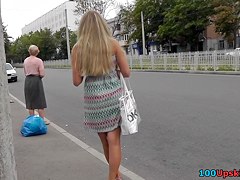 Hawt blondie in outdoor upskirt movie