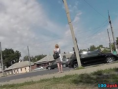 Hawt upskirt golden-haired in whte costume