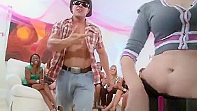 Heavenly brunette MILF gets railed at group sex party in public place