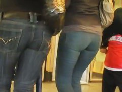 Hidden street cam shot of a perky and big ass in tight jeans