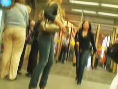 Hidden street cam shot of a perky and big ass in tight jeans