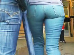 Hidden street cam shot of a perky and big ass in tight jeans