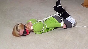 Hogtied, gagged, blindfolded and vibed in yoga pants