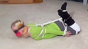Hogtied, gagged, blindfolded and vibed in yoga pants