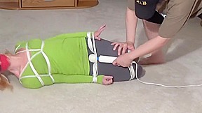 Hogtied, gagged, blindfolded and vibed in yoga pants