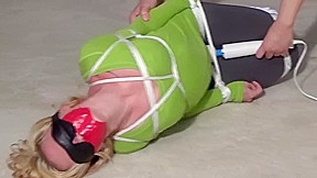 Hogtied, gagged, blindfolded and vibed in yoga pants
