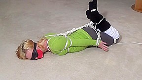 Hogtied, gagged, blindfolded and vibed in yoga pants