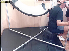 Homemade DILF assdrilled in sling after giving blowjob