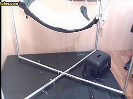 Homemade DILF assdrilled in sling after giving blowjob