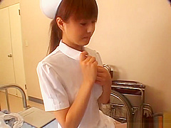 Horny Japanese AV Model is a wild nurse while fucking