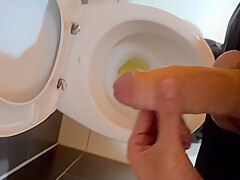 Horny Man Piss In The Public Toilet Of Shopping Mall And Play With Dick 4k
