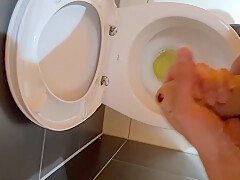 Horny Man Piss In The Public Toilet Of Shopping Mall And Play With Dick 4k