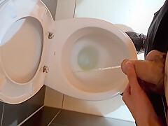 Horny Man Piss In The Public Toilet Of Shopping Mall And Play With Dick 4k
