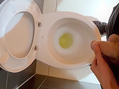 Horny Man Piss In The Public Toilet Of Shopping Mall And Play With Dick 4k