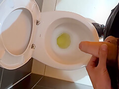 Horny Man Piss In The Public Toilet Of Shopping Mall And Play With Dick 4k