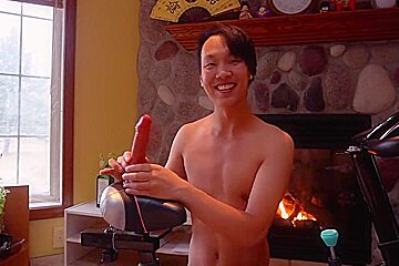 Horny Twink Riding Dildo And Bike At The Same Time With Cum At The End